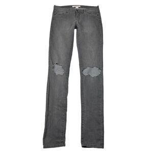 Truck Jeans VTG Y2K Skinny Ripped Knee Mid Rise Jeans 36" Inseam Gray Womens 9